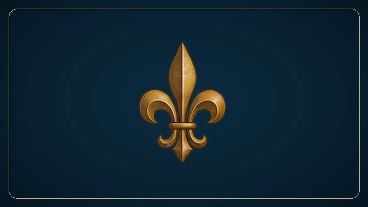 Fleur de lys dorée sur fond bleu nuit